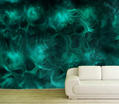 Vlies Tapete XXL Fototapete Totenkopf Nebel schwarz türkis Farbe color, Größe 300 x 220 cm