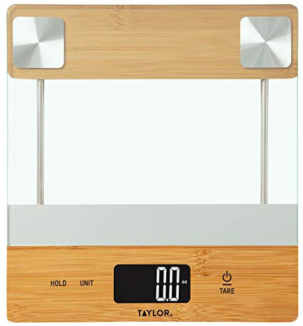 Taylor Digital Glass/Bamboo Household Kitchen Scale, 11 Pound Capacity, Natural