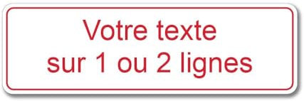 Plaque gravée personnalisée 1 ou 2 lignes 13x4cm autocollante Blanc écriture Rouge