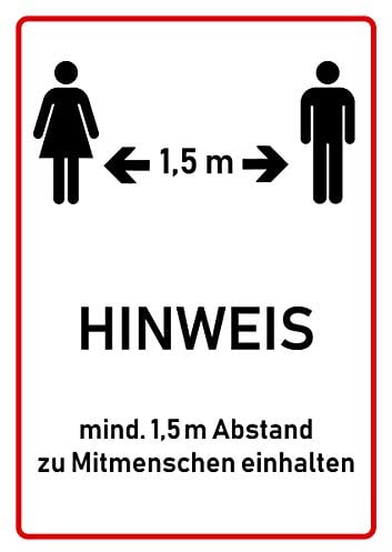BilderKing Corona Virus Warnschild, Hinweisschild - Abstand einhalten - als wiederablösbarer Aufkleber, Größe A5