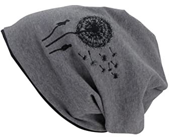 pinkeSterne ☆ Beanie PUSTEBLUME Wendebeanie Mütze Schwarz Grau