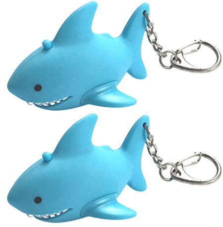 TOYANDONA 2 Stück Hai Schlüsselanhänger Metall Kunststoff Sound Tier Schlüsselring Anhänger Anhänger für Rucksack Auto Schlüssel Hängen Ornament Geburtstagsgeschenke (Himmelblau)