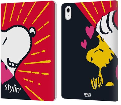 Head Case Designs Licenza Ufficiale Peanuts Snoopy & Woodstock 2 metà E Risate Custodia Portafoglio in Pelle Compatibile con Apple iPad Air 11 2020/2022/2024/2025