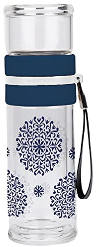 infinite by GEDA LABELS (INFKH) Gourde en verre unisexe avec infuseur à thé, multicolore, 400 ml