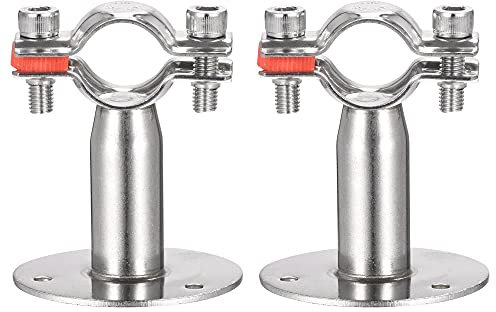 sourcing map Wall Mount Ceiling Mount Pipe Support, 304 Stainless Steel Adjustable Pipe Strap Clamp for 25-28mm Pipe 2pcs