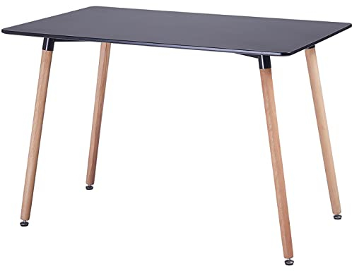 FURNITABLE Rechtecki Skandinavisch Esszimmertisch,Modern Wohnzimmertisch Holztisch für Büro Küche, Schwarz, 110 x 70 x 73 cm