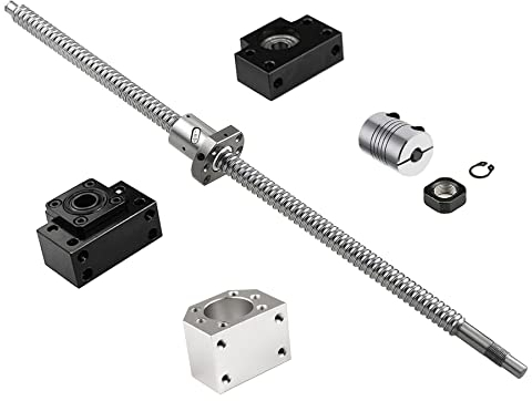 CNCYEAH Kugelumlaufspindel SFU1605-350mm Gewindespindel Edelstahl Linearführung mit BK12 / BF12 Unterstützung, DSG16H Muttergehäuse+Kugelumlaufmutter+Kupplung für Graviermaschine
