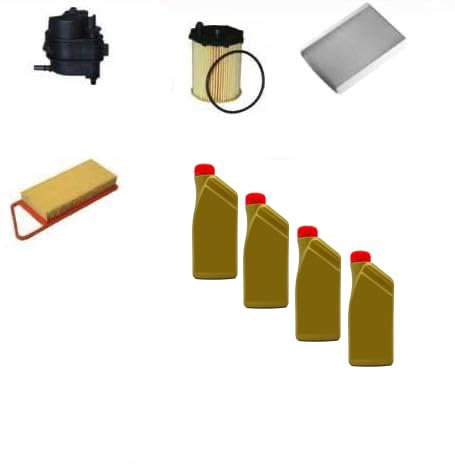 AOQ - KIT TAGLIANDO 4 FILTRI COMPATIBILE CON CITROEN C3 1.4 HDi C2 Peug. 1007 307 + 4 lt.olio 5w30