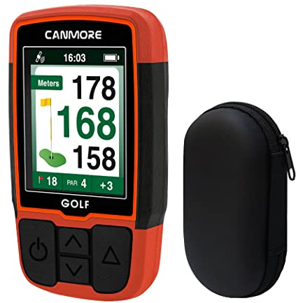 CANMORE HG200 Golf-GPS-Handgerät & Tasche – Vollfarbdisplay mit über 41.000 wichtigen Golfplatzdaten und Scorekarte, kostenlose Golfplätze weltweit, Orange
