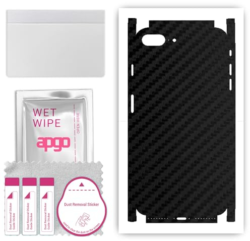 apgo Rückseite + Seiten Schutzfolie, Skin, kompatibel mit Apple iPhone 8 Plus, Hinten Displayschutzfolie aus Vinylfolie, Kratzfest, einfache Montage - Schwarzer Kohlenstoff