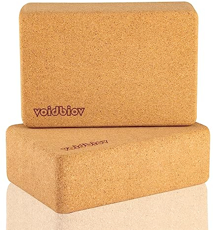 Yoga Block Set aus Kork, 23 cm x 15,5 cm x 8 cm, professionelle Blöcke für Yoga, Pilates, Übungen daheim, griffige, rutschfeste Oberfläche