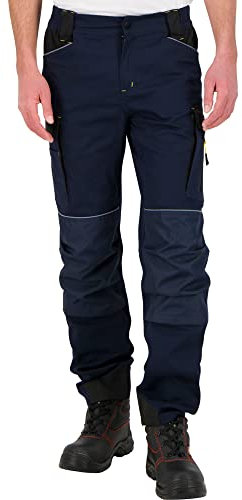 BWOLF Daytona Pantalones De Trabajo Hombre Ropa De Trabajo para Hombre Elasticos Pantalon Trabajo con Muchos Bolsillos, Azul, XXL
