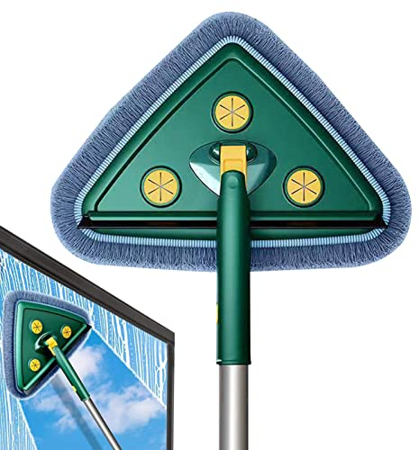Mineatig Mopa Triangular Giratoria 360, Palo Fregona Extensible, Mopas De Limpieza Suelos, Trapeador De Polvo De Microfibra,Trapeador Húmedo Y Seco De Microfibra Multifuncional para Pared De Piso