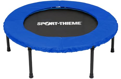 Sport-Thieme Trampolin Fix Pro | Einzelaufhängung der 8mm Gummiseile | Abschraubbare Standfüße | Für Vereine, Studios u. Therapie | Schwarz-Blau | Pulverbeschichteter Stahl
