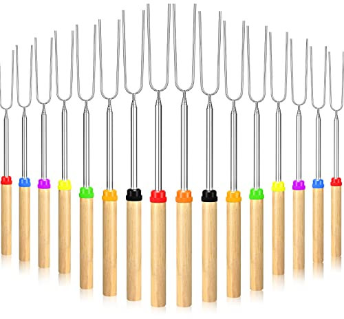 Lot de 10 brochettes à rôtir pour guimauve de 81,3 cm en vrac, brochettes pour foyer, hot-dog, accessoires pour feu de camp, guimauve, fourchettes extensibles, outils de barbecue, bâtons de smores