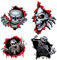 Wenxiaw 4 Stücke Skull Aufkleber Auto Totenkopf Sticker Totenköpfe Autoaufkleber Stickers Motorsport Schädel Aufkleber Motorrad Vintage Aufkleber Sticker für Motorrad Fahrrad Roller Oder Auto