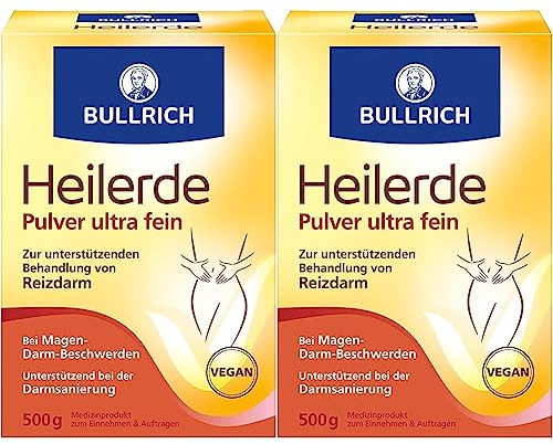 Bullrich Heilerde Pulver ultra fein | Linderung von Magen-Darm-Beschwerden und Unterstützung bei Darmsanierung | Innerliche und äußerliche Anwendung | Vegan | 500 g (2er Pack)