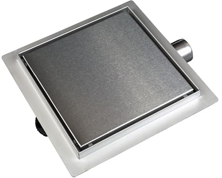 BALNEO Caniveau de Douche Carré 15x15cm INOX Complet, Caniveau d'Évacuation vers la Salle de Bain, Siphon de Sol avec Panneau ou Carrelage, Caniveau de Douche Carré SQ-Drain 2en1