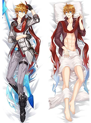RuiHao Anime Kissenbezug Manga Kissenhülle Für Genshin Impact Tartaglia,Anime Pillowcase Digitaler Doppelseitiger Druck Kissenbezug,Seitenschläferkissen Bezug,Bedding Umarmungskissen Bezu