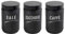 MECSAL CASALINGHI Set 3 Barattoli Contenitori, Tris Sale Zucchero Caffè, in Vetro Nero Satinato, Cucina Stile Shabby