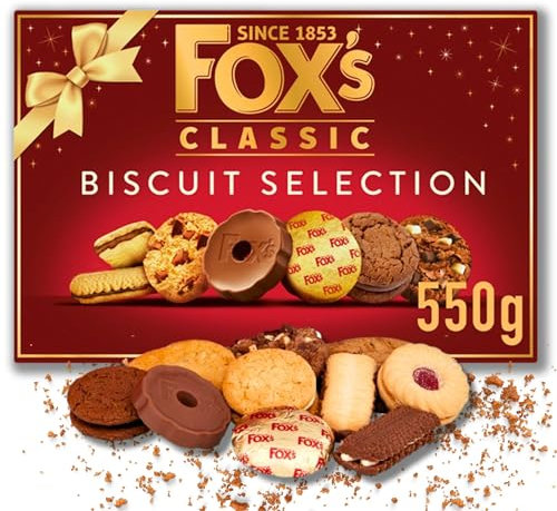 Fox's Fabulously 550g Luxury Biscuit Selection Box, Perfect for Xmas Gifts, Biscuit Gifts, Chocolate Biscuit, Box of Biscuits, Cookies, Featuring Milk Chocolate Rounds, Viennese Fingers, Jam Creams