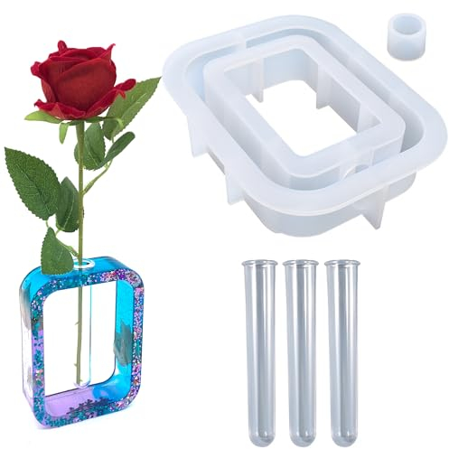DHER Reagenzglas Vase Silikonform DIY Harz Gießform Mit Kristallkleber Harzform Kreative Hydrokultur Blumengerät Home Tischdekoration