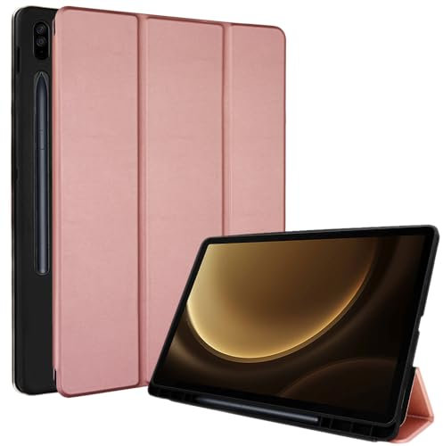 TECHGEAR Smart Case for Samsung Galaxy Tab S9 FE Plus (S9 FE+) 12.4 2023 (SM-X610 / SM-X616) PU Leather Slim Smart Case Stand Cover, Corner Protection [Auto Wake/Sleep] Soft TPU Holder - Rose Gold