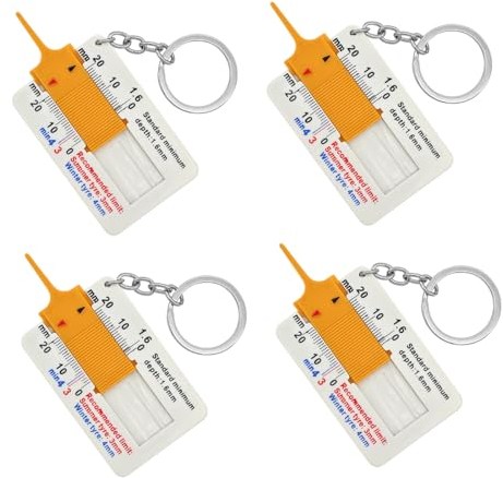 JNNJ 4 Stück Reifenprofil-Tiefenmesser, Reifenprofil-Tiefenmesser 0-20mm, Tragbares Werkzeug Zur Messung Der Profiltiefe, Auto-Reifen-Lineal Kunststoff, Für Auto Van