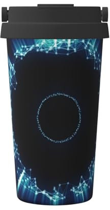 Jaywis Cool Dot Print Tlater Travel Mug,500ml Handheld Insulated Coffee Mug,Leakproof Lid Stainless Steel,Insulated Coffee Cup with Leakproof Lids Reusable Coffee Cups Travel Car Coffee Mug