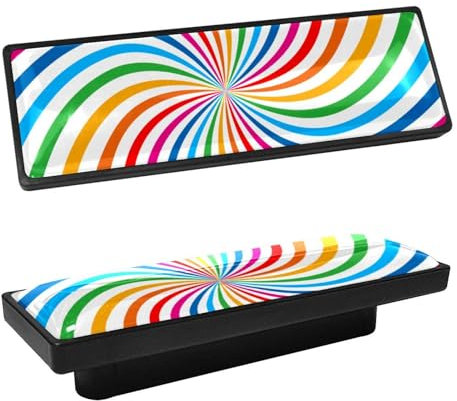 Schrankknäufe in Regenbogenfarben, 4 Stück, bunt, hell, spiralförmig, für Küchenschränke, Küchenschränke, Schubladen, Griffe für Badezimmer, Tür, Schränke