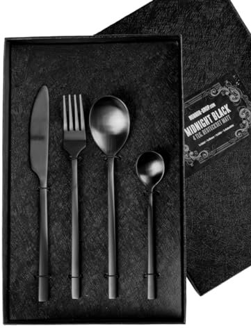 Horror-Shop Matt Schwarzes Halloween & Gothic Besteck Set 4-TLG.