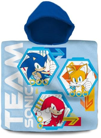 Kids Licensing Badeponcho (60x60cm, Baumwolle), Sonic the Hedgehog