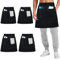 umboom 4 Stück Vorbinder Schürze, Schwarz Küchenschürze mit 3 Taschen, Kurz Koch Schürzen, Kellnerschürze Grillschürze Baristaschürze Taillenschürze für Herren Damen (Schwarz - Polyester)