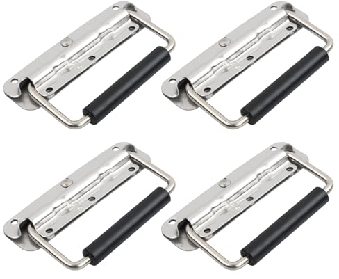 4 Piezas Asa Plegable Acero Inoxidable, Mango Plegable de Resorte para Caja de Herramientas Caja de Almacenamiento Caja de Madera Toolbox (140mm)