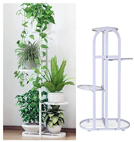 pflanzenständerPflanzenständer Schmiedeeisen Blumenregal Metall Pflanzenständer Blumentablett Balkon Blumenständer Indoor Outdoor Pflanzenregale (Farbe: Weiß, Größe: 82 x 44,5 x 22 cm)