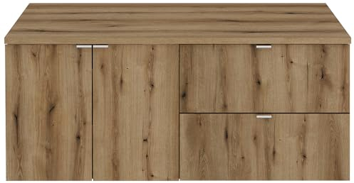 Lomadox Badezimmer Doppelwaschtisch 120cm, Eiche, geringe Tiefe (40cm)