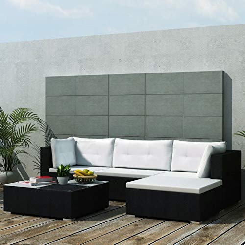 Keyroto Garten Lounge Sofa Outdoor - Wetterfeste Balkonmöbel, Gartensofa, Ecksofa für Kleinen Balkon - Sitzecke aus Poly Rattan - Schwarz, 5-teilig