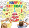 PHOGARY Riesiges Ausmal-Tischdecke zum Geburtstag, Ausmalposter, Happy Birthday Deko, Mal Mich Bunt, 110 x 80 cm, Hochwertiges Papier, Rechteckig, Tischdecke