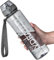OLDLEY 1L Sports Water Bottle with Straw, Tritan 1 Litre Motivational Drink Bottle, BPA Free Leakproof Transparent Water Bottle with Time Marker for Cycling, School, Gym, Outdoor (Grey)