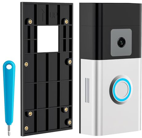 No-Drill Ring Doorbell Mount - Adhesive Door Bracket Compatible with Video Doorbell 1/2/3/3 Plus/4/ (2020 Release) Wireless, Mounting Plate Holder Accessories for Houses & Apartments