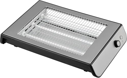 Tostadora Eléctrica Horizontal Plana, 2 Tubos de cuarzo, 600W de potencia, Rápida y Eficiente, Compacta y Versátil Gris