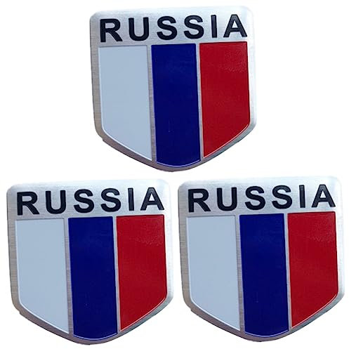 ULTECHNOVO 3stücke Russia Autoaufkleber Nationalflagge Schildförmiger Dekorationsaufkleber Für Fahrzeuge Langlebig Und Einfach Anzubringen Geeignet Für Motorräder Und Mehr