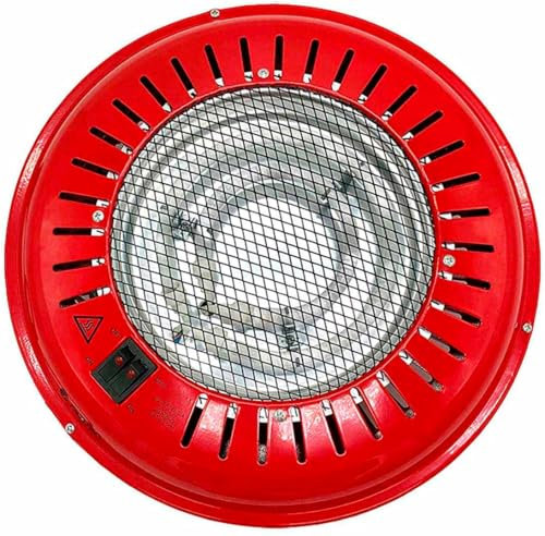 RevolutionLine - Brasero Eléctrico Redondo de Metal para Mesa y Camilla | Bajo Consumo con 3 Niveles de Potencia 400W/500W/900W | Se coloca en el suelo para que el calor suba hacía arriba | Color Rojo