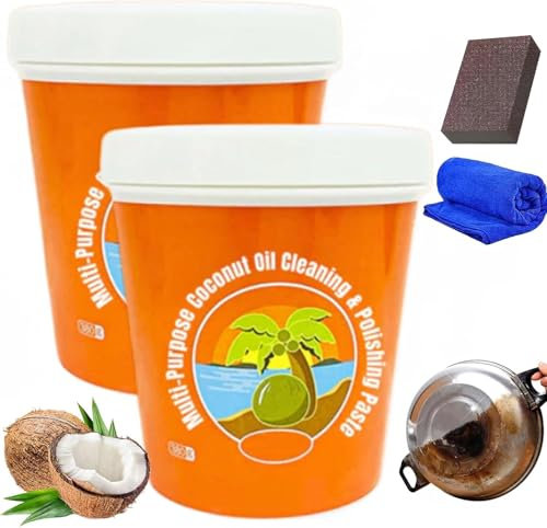 JUFKGBAR Multipurpose coconut oil cleaning and polishing paste, strong cleaning paste, cookware cleaning paste, suitable for ovens, pots and stoves