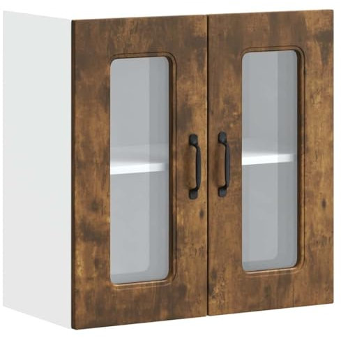 vidaXL Pensile da Cucina con Porta in Vetro Kalmar Rovere Fumo