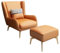 Sessel Wohnzimmer mit Hocker Ohrensessel mit Hocker Verbreiterte Rückenlehne, Verdicktes Sitzkissen, Relaxsessel mit Hocker für Wohnzimmer, Schlafzimmer(Orange)
