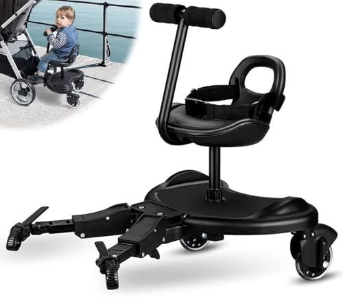 Planche Poussette Universelle, Skate Poussette Universelle avec Siège, Portable Kiddy Boards,avec Sangle de Suspension, Marche Pied Poussette avec Siège, pour bébé pour Enfants de 2 à 6 Ans