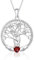 Collier Arbre de Vie pour Femme en Argent 925, Pendentif Arbre de Vie Avec Pierre de Naissance pour I'anniversaire de Janvier, Bijoux en Grenat, Idées de Cadeaux pour Elle, Petite Amie, Fille, Sœur
