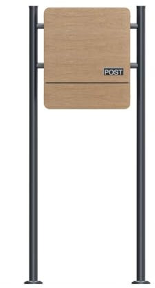 SCHARTEC Holz Design Standbriefkasten SBS-SPB-4 freistehend mit Zeitungsfach Briefkasten stehend Postkast