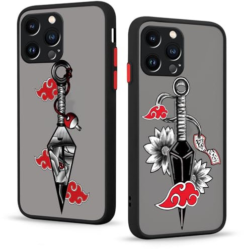 QOMJSDLP Schutzhülle 2 Stück für iPhone 15 PRO Hülle 6.1'' Anime Naruto Akatsuki Manga Mode Muster Design Case Stoßstangenschutz Handyhülle Stoßfest TPU Silikon Weich Cover